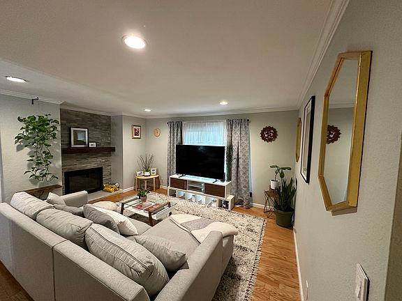 living area with fireplace