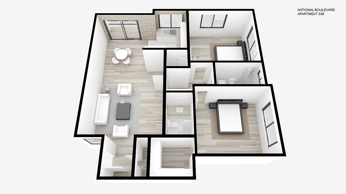 Floor plan Two Bed ~ Two Bath