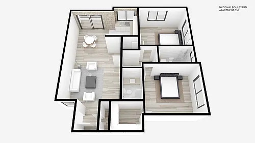 Floor plan Two Bed ~ Two Bath