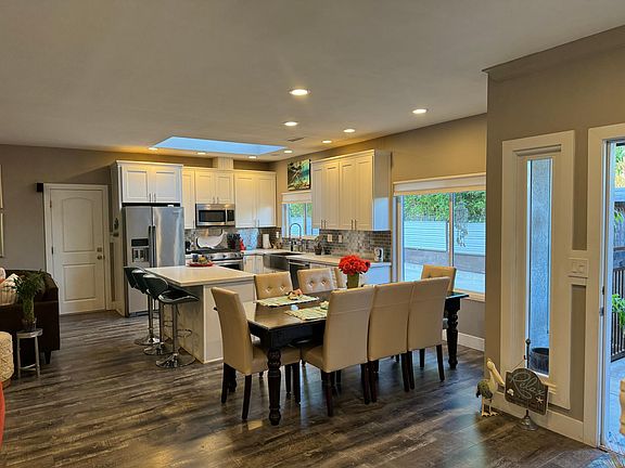 Dining and kitchen with island