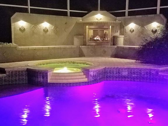 Pool with spa evening