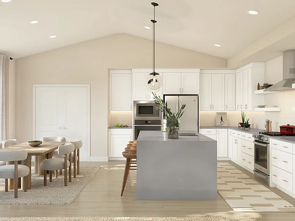 Kitchen with vaulted ceiling