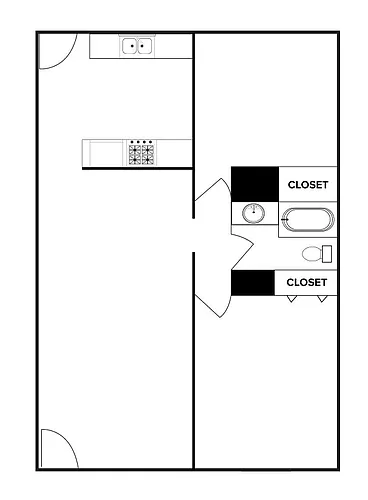 Floor plan 2 Bed 1 Bath