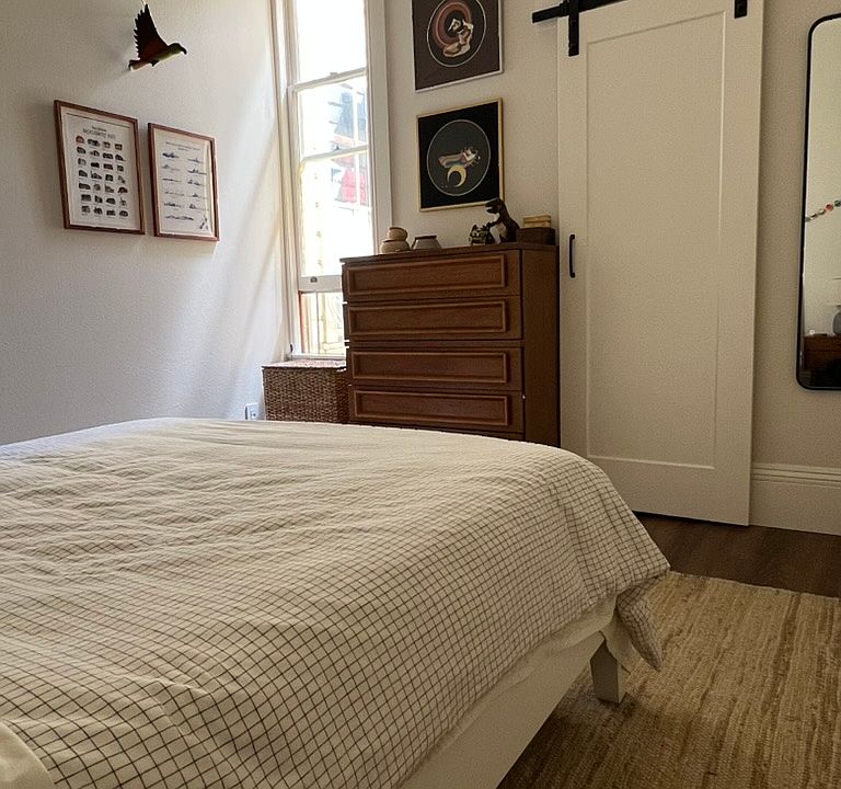 Master bedroom with walk-in custom Elfa closet, 11 foot ceilings, window to lightwell keeps out street noise