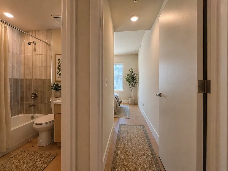 Hall bath and second bedroom alcove entrance