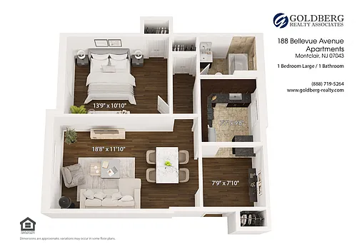 Floor plan One Bedroom Large