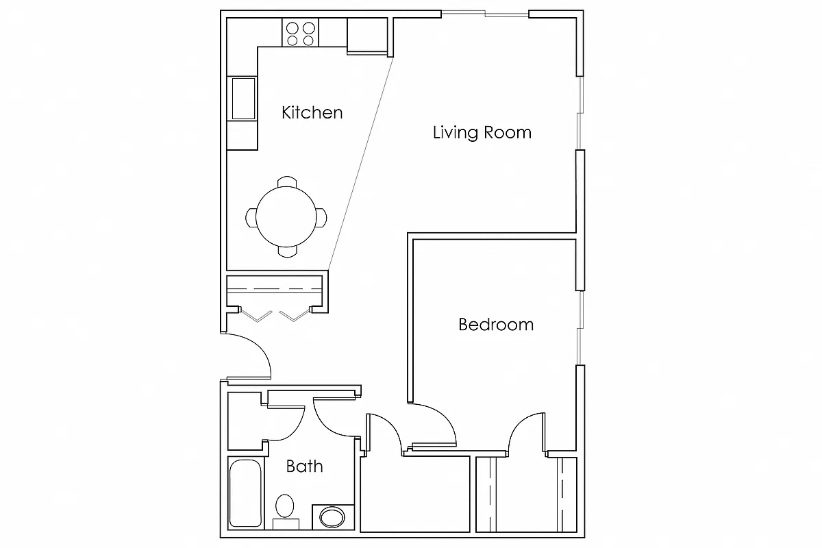 Floor plan 1 Bedroom 1 Bathroom 780 - D
