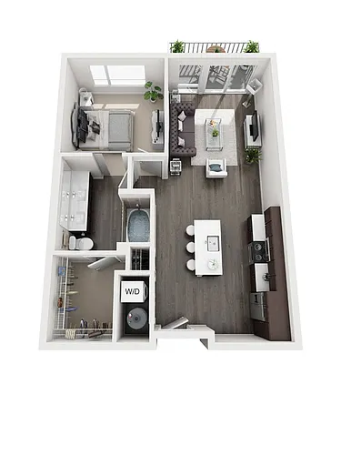 Floor plan 1 Bedroom A1 | 1 Bath