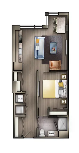 Floor plan 1BD-1BA 11 Tier