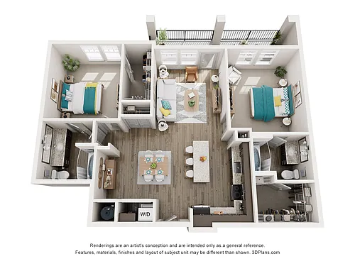 Floor plan B2 - Two Bedroom, Two Bathroom