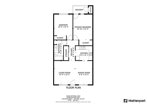 Floor plan 2 Bed 1 Bath
