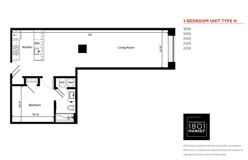 Floor plan One Bedroom N