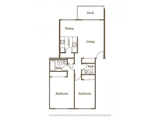 Floor plan Two Bedroom-1.25 Bath