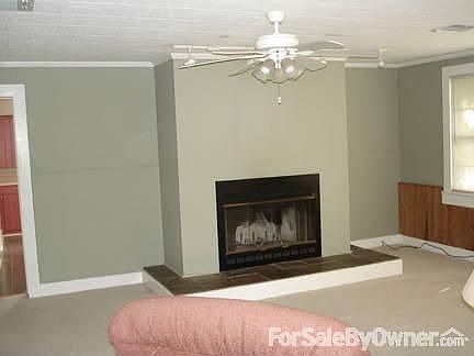Living Room-Fireplace w/Slate Hearth