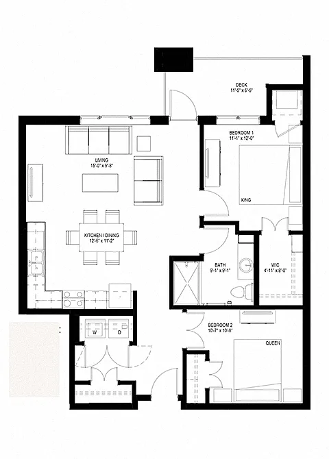 Floor plan Two Bedroom - D