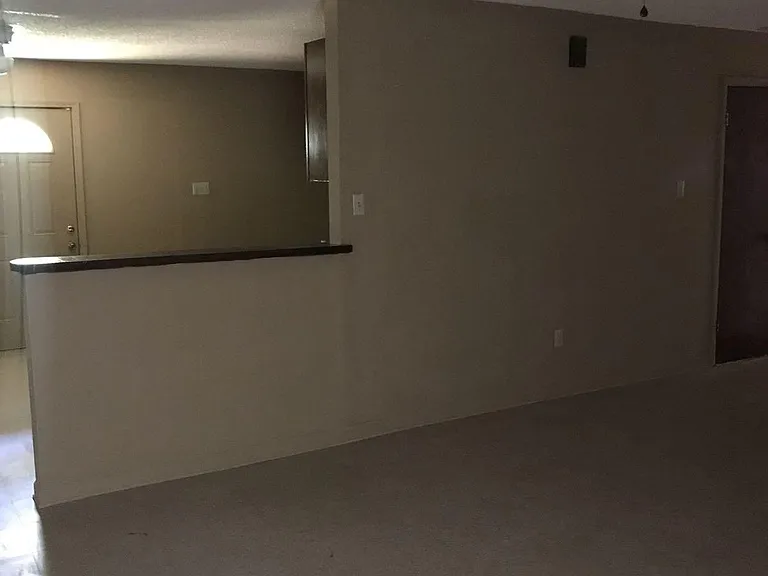 Living room open to kitchen/dining and serving/bar