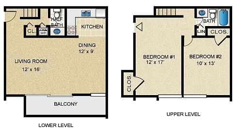 Floor plan 2 Bedroom Townhouse