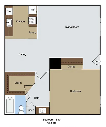 Floor plan 1 BR 1 BA