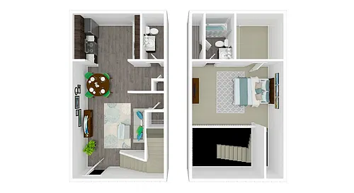 Floor plan 1 Bedroom Townhome