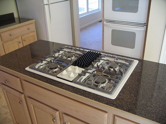 Island with downdraft cooktop