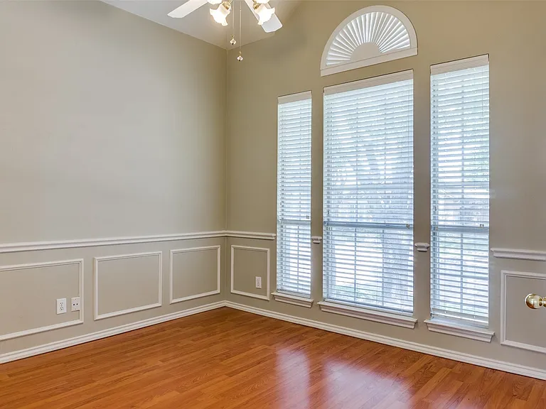 Third bedroom has French doors but no closet.