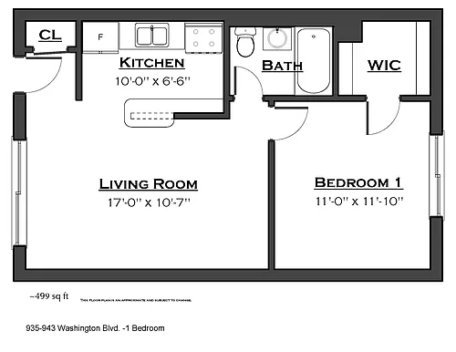 Floor plan One Bedroom