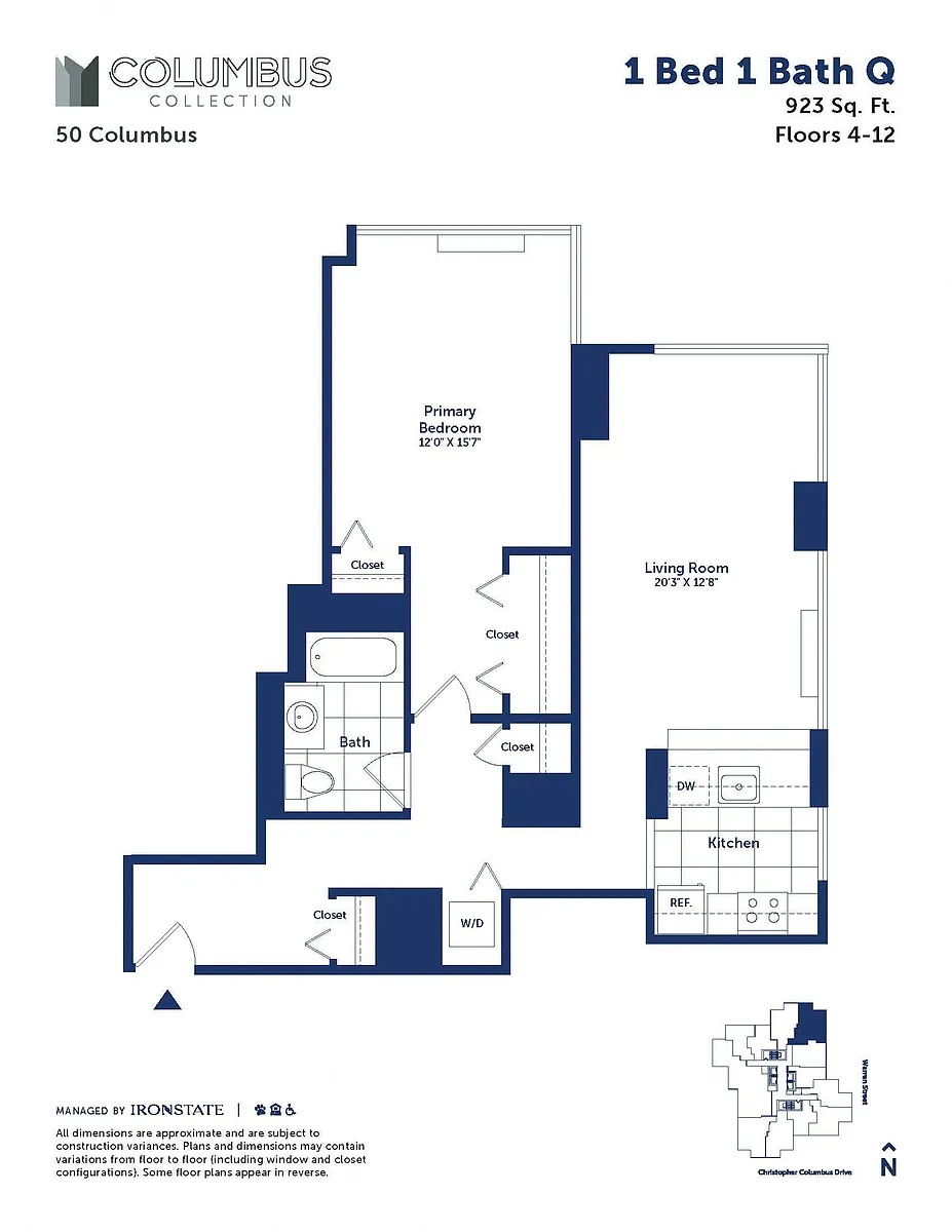 Floor plan 1 Bed 1 Bath Q