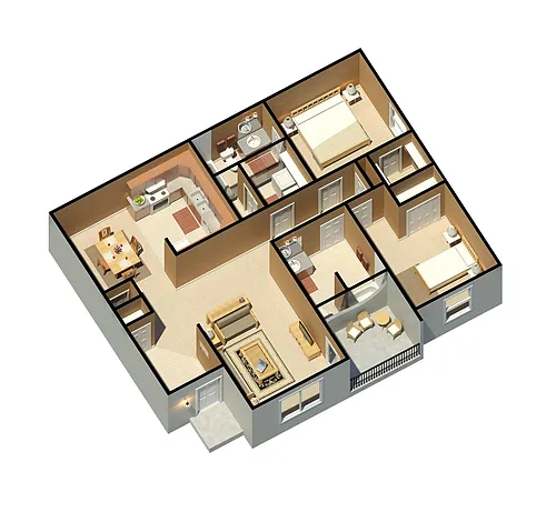 Floor plan B3 - Renovated
