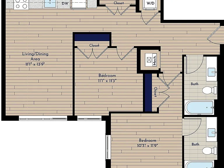 B 2BR-E1 Two Bedroom Floor Plan B 2BR-E1 Two Bedroom Floor Plan