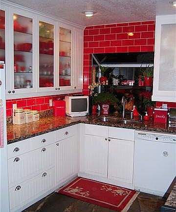 Red subway tile / greenhouse
