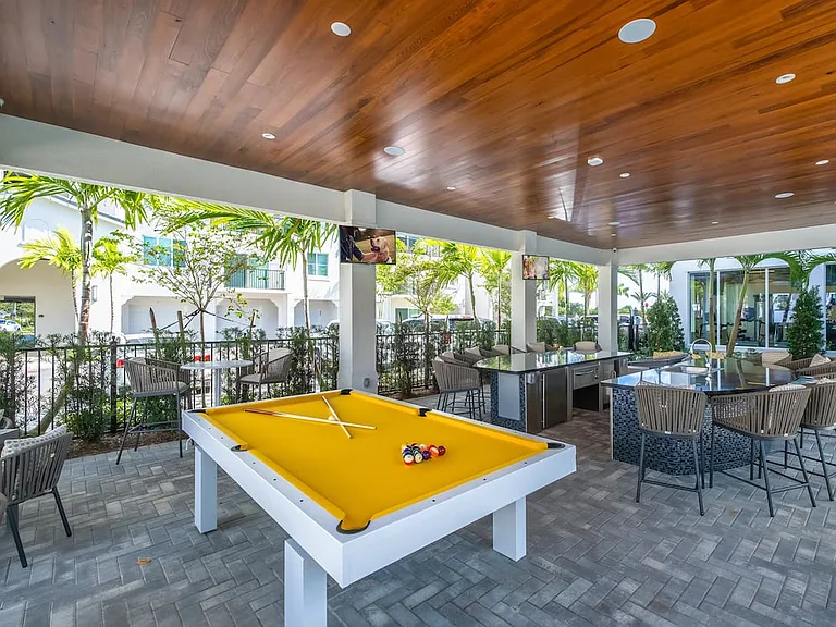 East Phase outdoor lounge with billiards