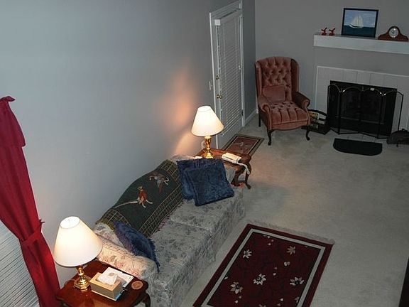 Ariel View of 2 story Family Room with Fireplace...opens to Kitchen 