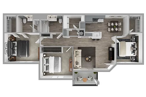 Floor plan 3BD 2BTH R