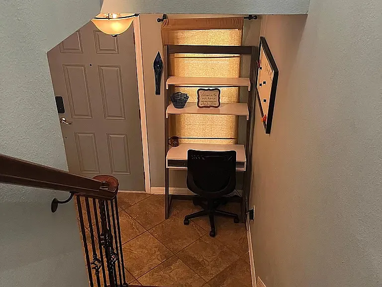 Facing front entrance door and window