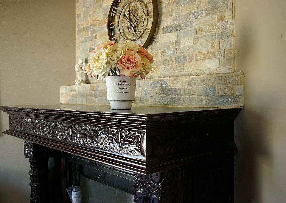 MASSIVE carved fireplace