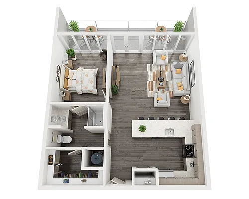 Floor plan One Bedroom A1H