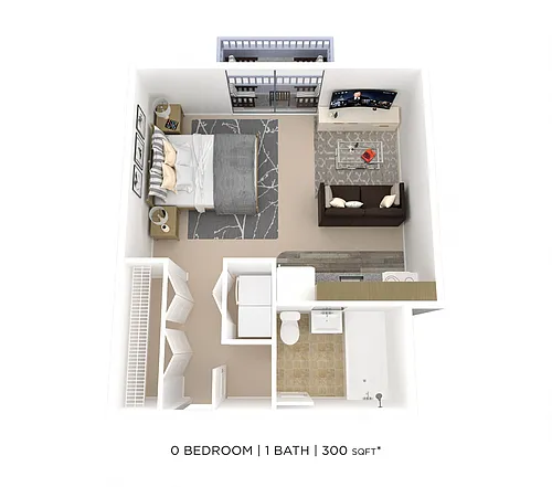 Floor plan Studio - 300 sqft