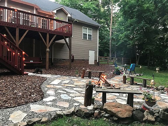 Fire pit and view of deck