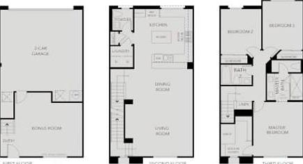 3 Story Townhome. The first floor "bonus room" has been converted in to a bedroom + bathroom suite