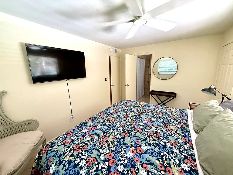 Primary Bedroom with King-Size Bed & 50-inch 4K UHD Roku Smart TV