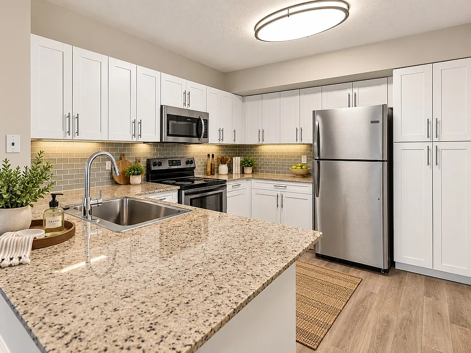 Elevate your lifestyle at Manatee Bay with this stunning kitchen featuring high-end finishes, ample counter space, and modern appliances. Ideal for culinary enthusiasts and entertainers alike. Schedule a tour today and see for yourself!