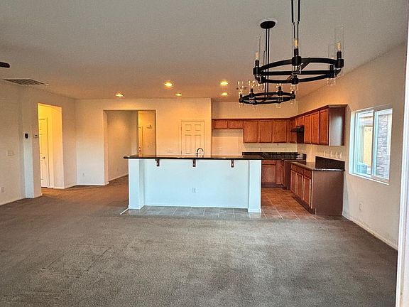 The kitchen and dining room