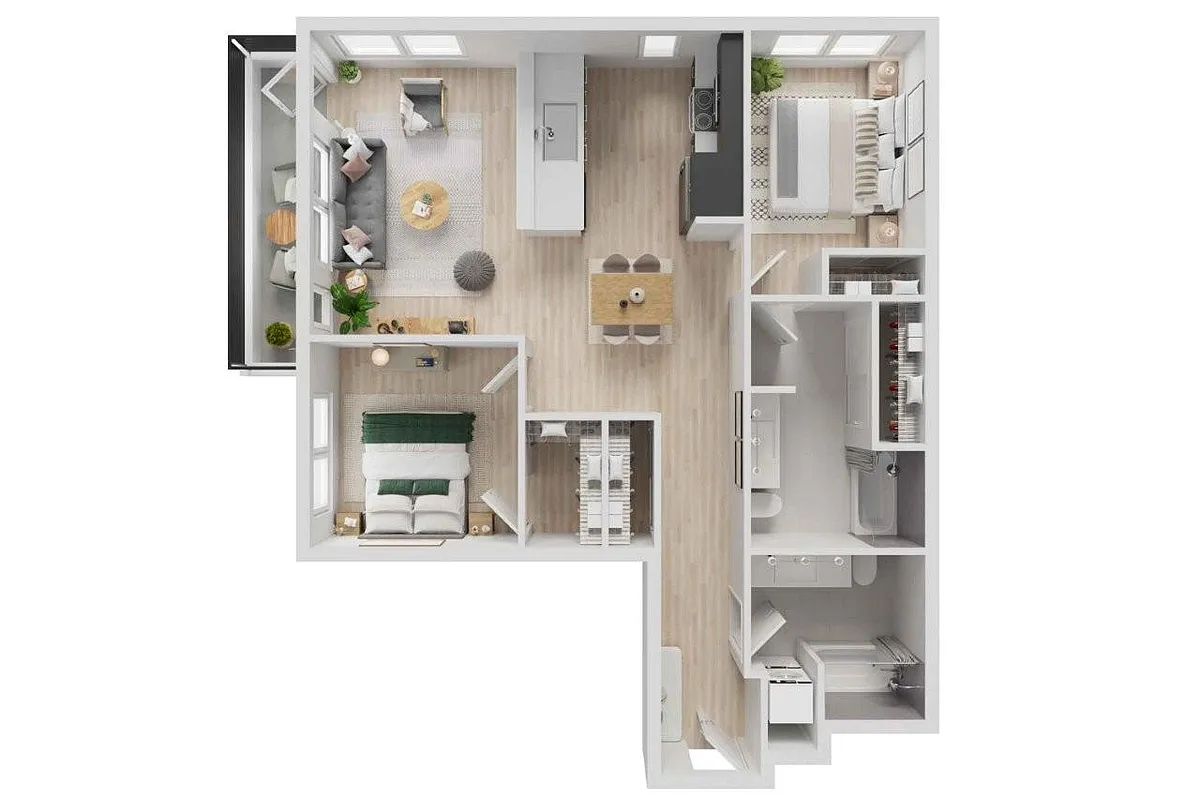 Floor plan 2 Bed 2 Bath F