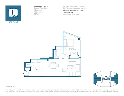 Floor plan 1 Bedroom 1 Bath