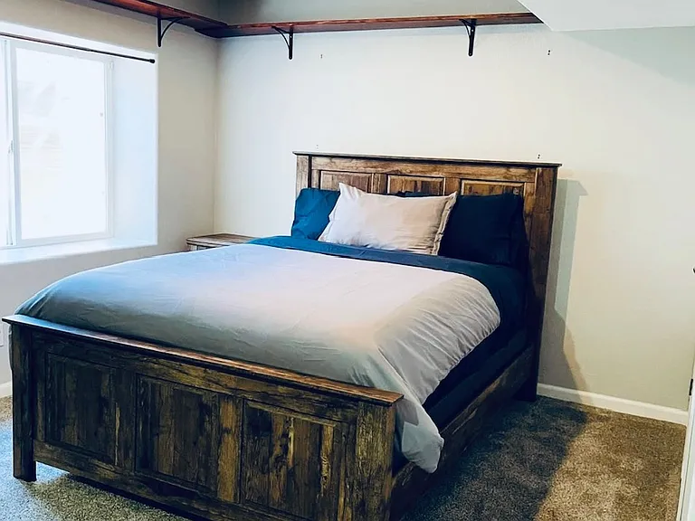 Second bedroom, 19' x 11', with barn door entry (Full Bed Optional- Queen Bed Shown in Picture for size reference)