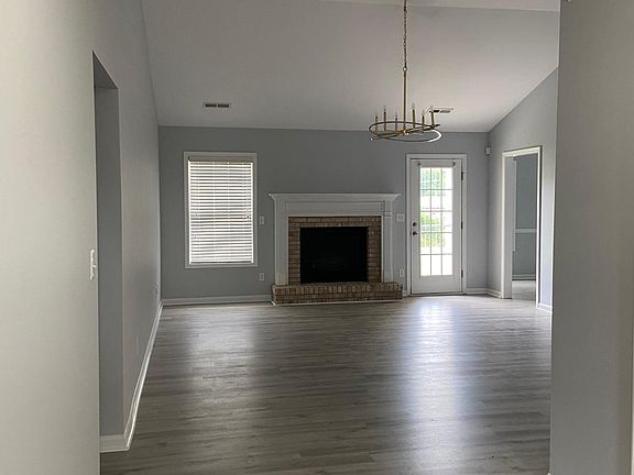 The family room with gas log fireplace