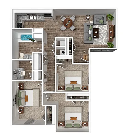 Floor plan Three Bedroom Two Bathroom