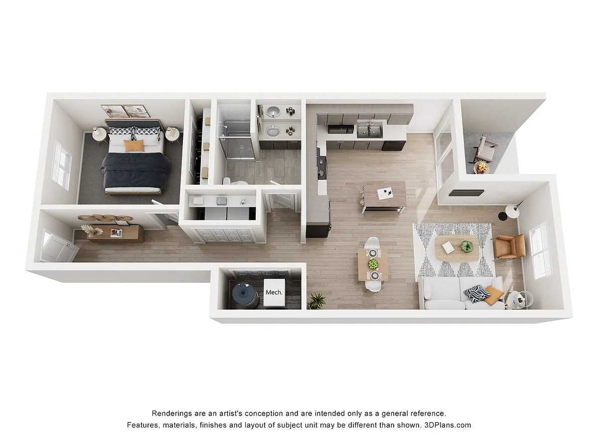 Floor plan Flat 1 Bedroom 1 Bathroom Accessible with Garage