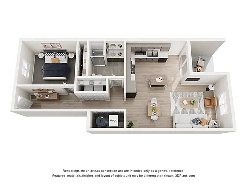 Floor plan Flat 1 Bedroom 1 Bathroom Lower with Garage