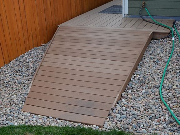 Composite deck back yardramp